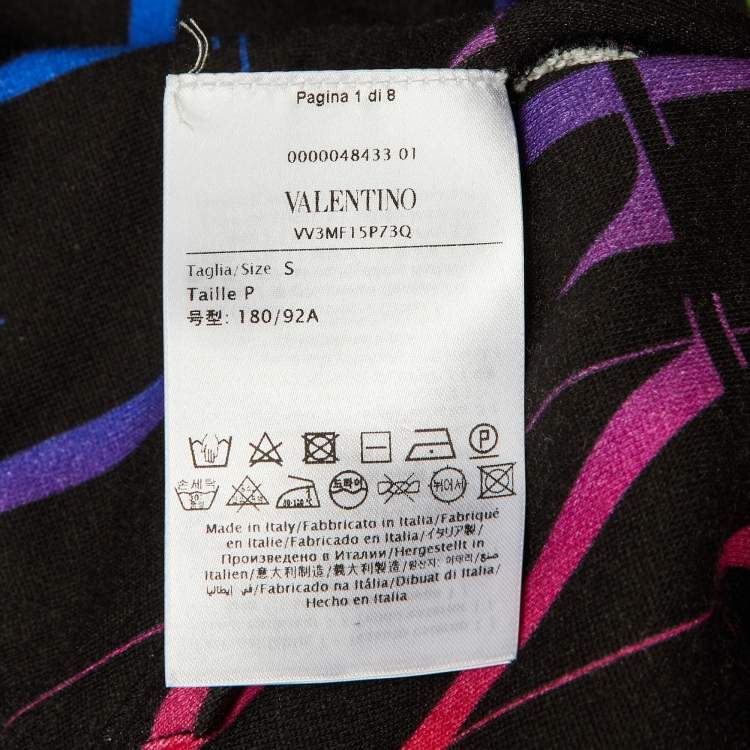 Pre Owned Valentino Black VLT Print Synthetic & Cotton Reversible Hooded Jacket S 