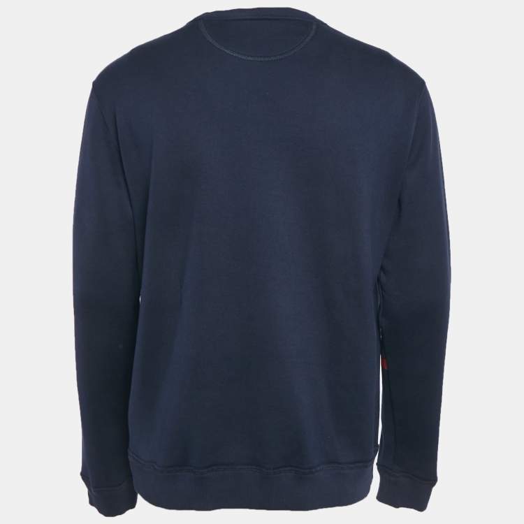 Pre Owned Valentino Blue VLogo Print Cotton Crewneck Sweatshirt L