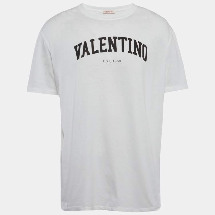 Pre Owned Valentino White Logo Print Jersey T-Shirt XXL