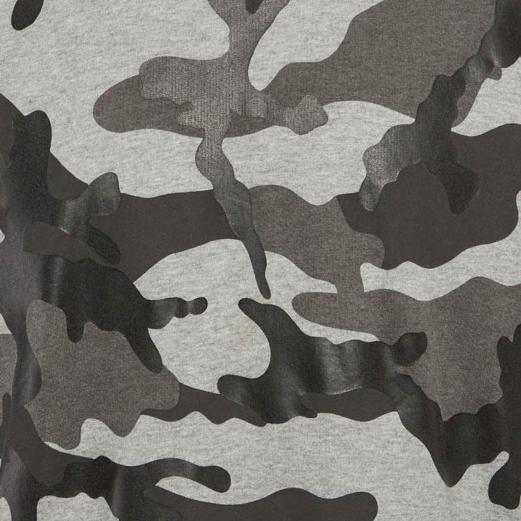 Pre Owned Valentino Grey Camouflage Print Cotton Sweatshirt L