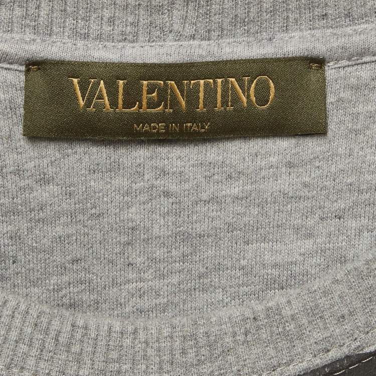 Pre Owned Valentino Grey Camouflage Print Cotton Sweatshirt L