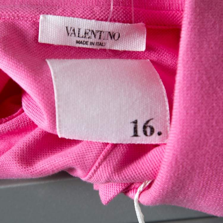 Pre Owned Valentino Pink Classic Pique Rockstud Untitled Polo T-Shirt M