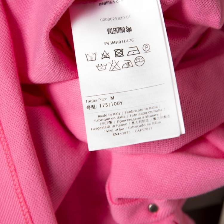 Pre Owned Valentino Pink Classic Pique Rockstud Untitled Polo T-Shirt M