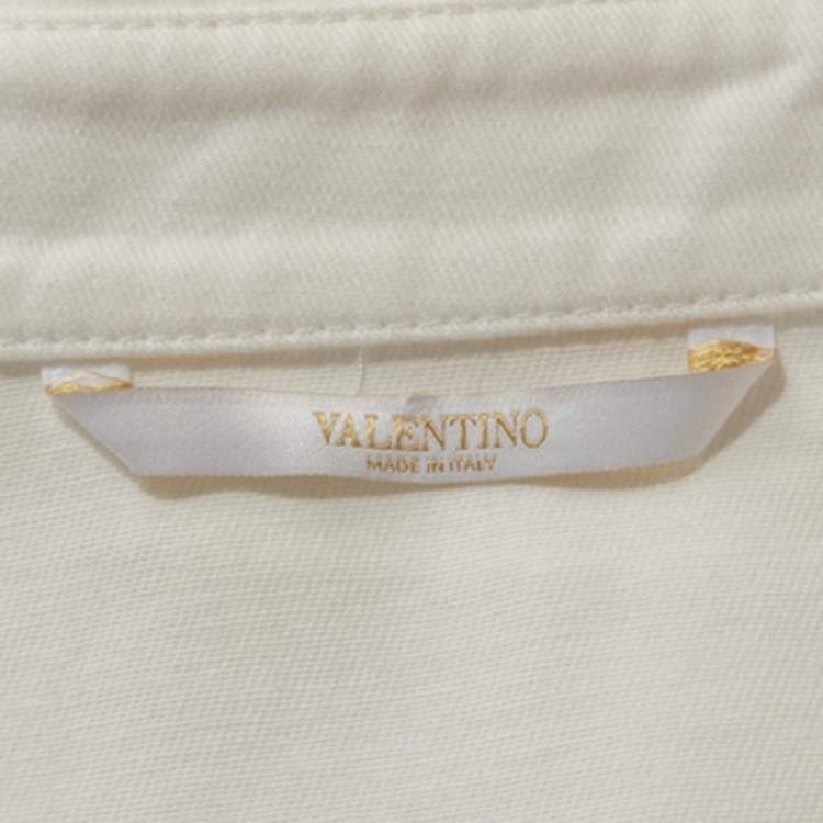 Pre Owned Valentino White Butterfly Applique Denim Jacket L 