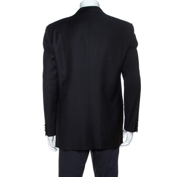 Pre Owned Valentino Uomo Black Wool Double Breasted Blazer XL