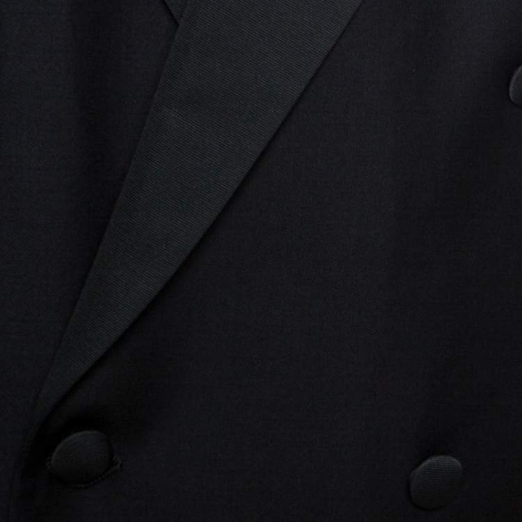 Pre Owned Valentino Uomo Black Wool Double Breasted Blazer XL