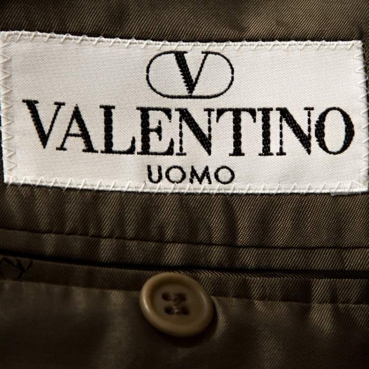 Pre Owned Valentino Brown Wool Three Buttoned Blazer XXL