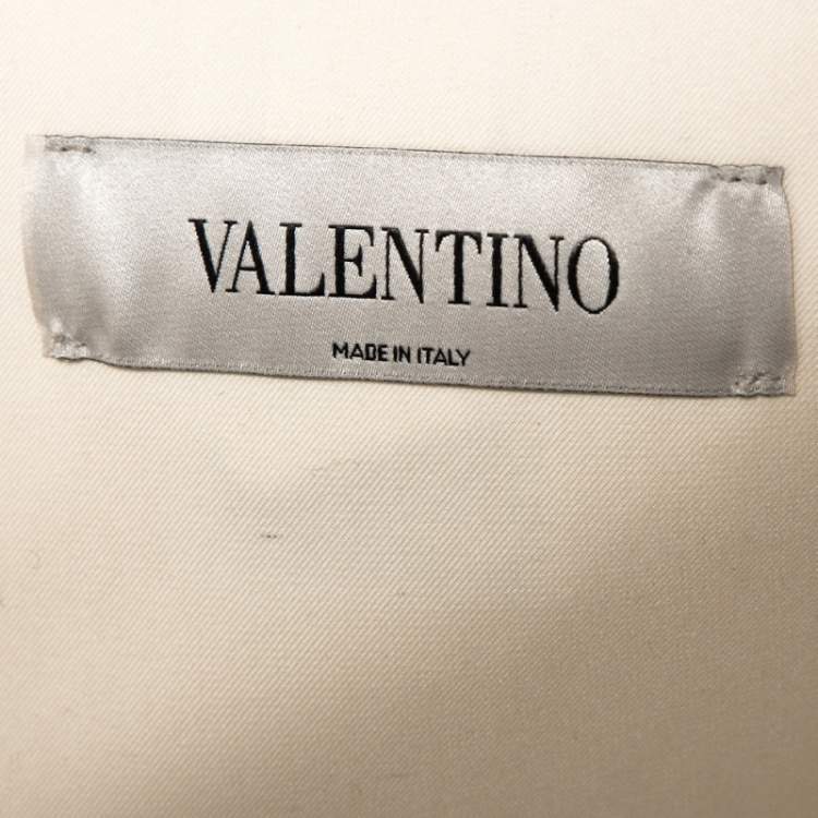 Pre Owned Valentino Cream Cotton Tribal Bead Embellished Utility Jacket XL