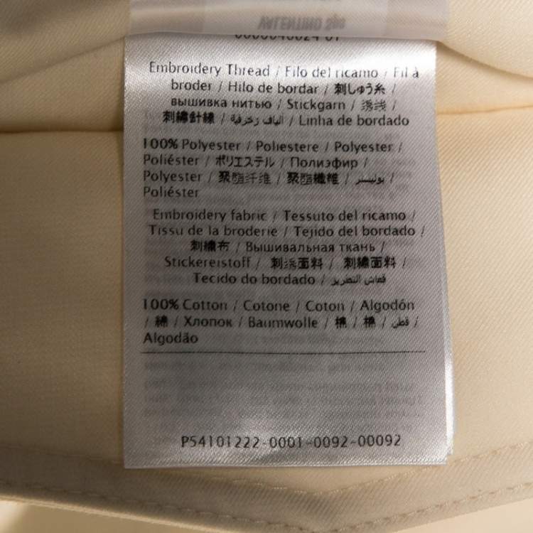 Pre Owned Valentino Cream Cotton Tribal Bead Embellished Utility Jacket XL