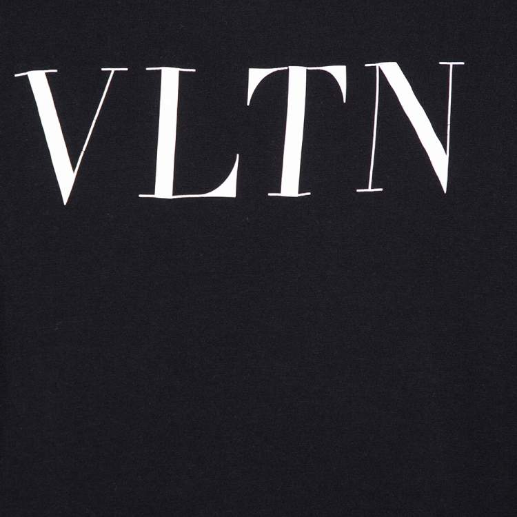 Pre Owned Valentino Black Cotton VLTN Print Crew Neck T Shirt XL