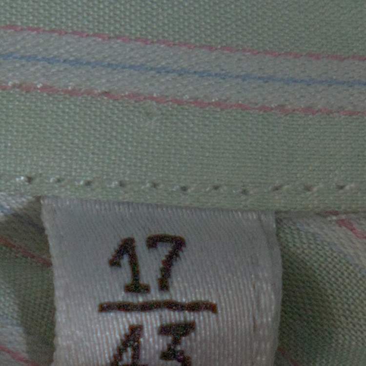 Pre Owned Valentino Pale Green Striped Cotton Long Sleeve Shirt XXL