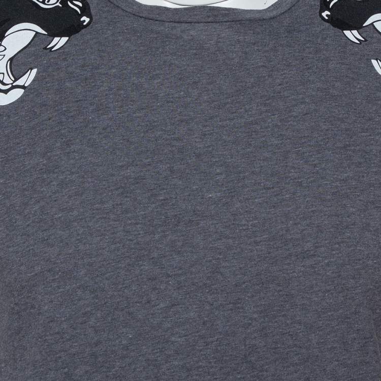 Pre Owned Valentino Grey Cotton Jersey Panther Souvenir T- Shirt S