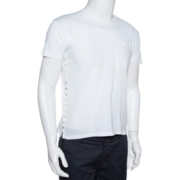 Pre Owned Valentino White Cotton Rockstud Untitled Crew Neck T-Shirt S