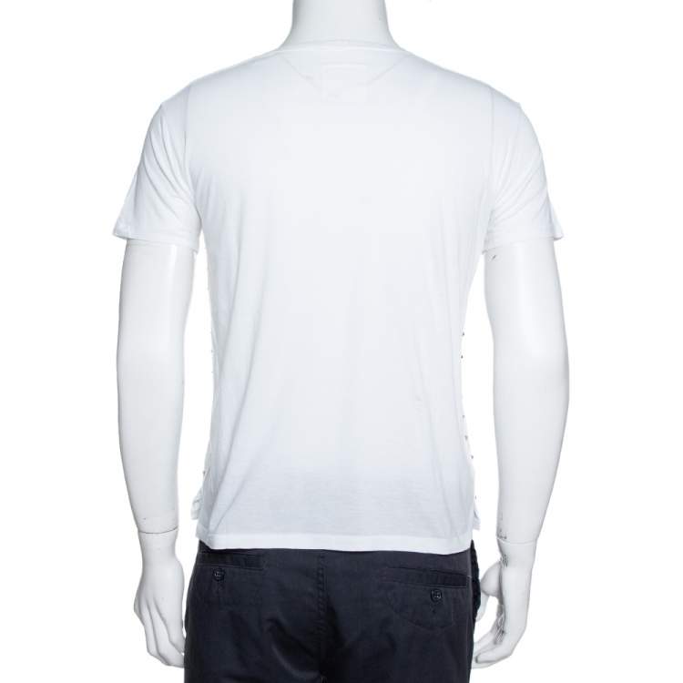 Pre Owned Valentino White Cotton Rockstud Untitled Crew Neck T-Shirt S