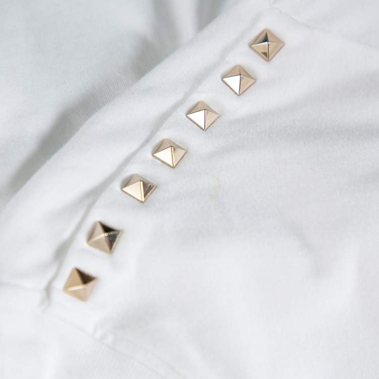 Pre Owned Valentino White Cotton Jersey Rockstud Untitled T-Shirt S