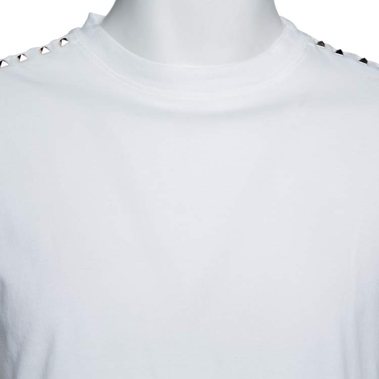 Pre Owned Valentino White Cotton Jersey Rockstud Untitled T-Shirt S