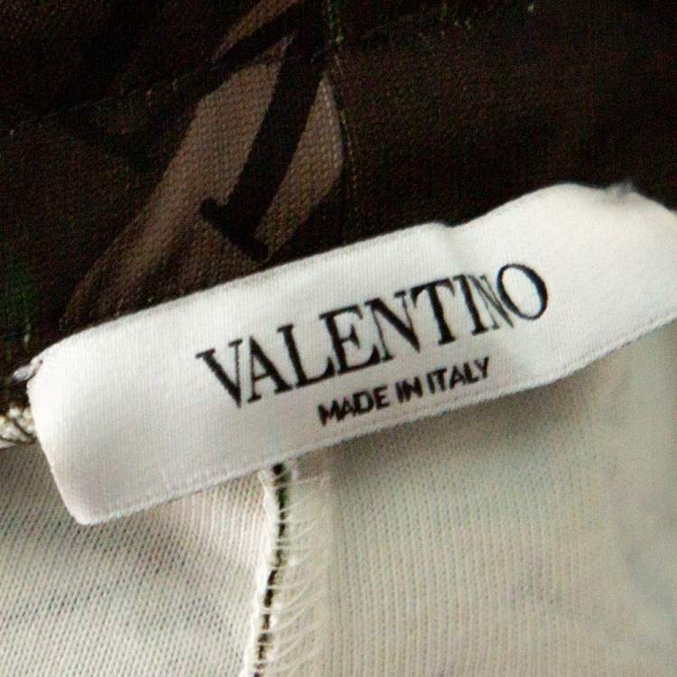 Pre Owned Valentino Green VLTN Camouflage Print Cotton Blend Shorts M