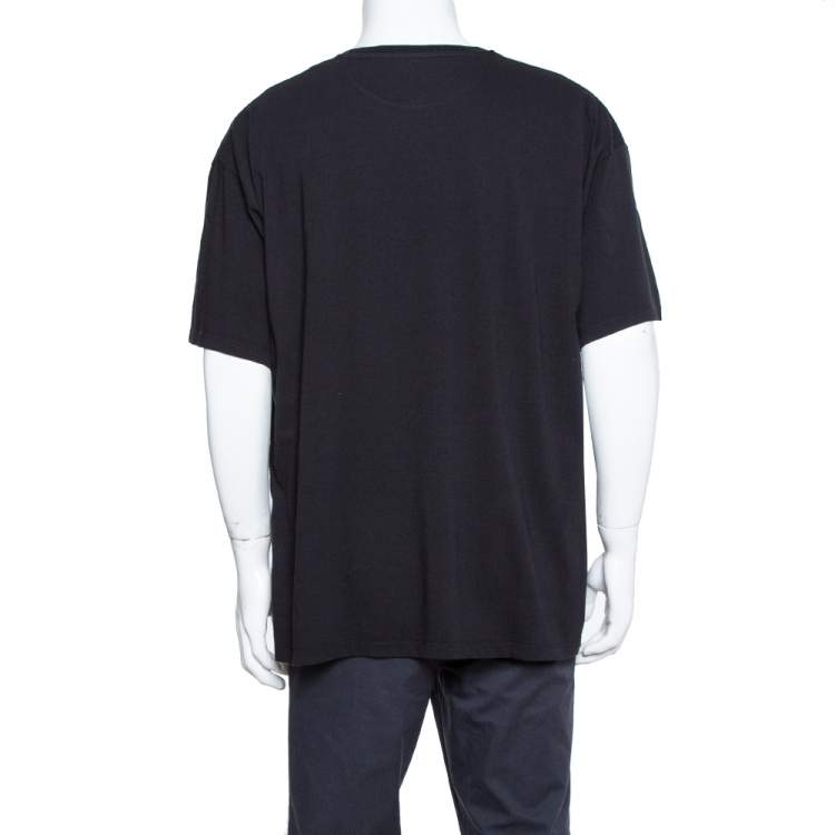 Pre Owned Valentino Black Knit Logo Printed Crewneck T-Shirt L