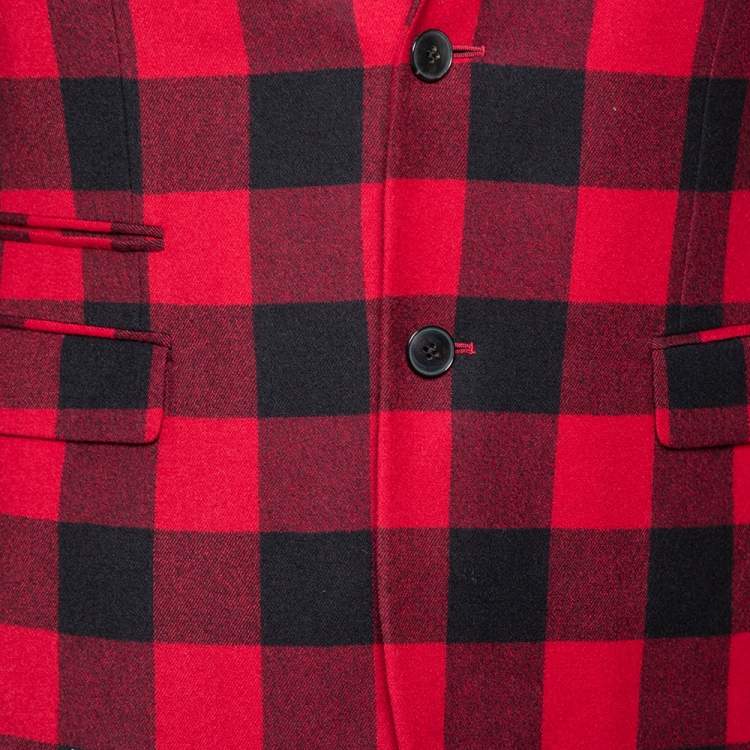 Pre Owned Valentino Red & Black Buffalo Check Wool Classic Suit S