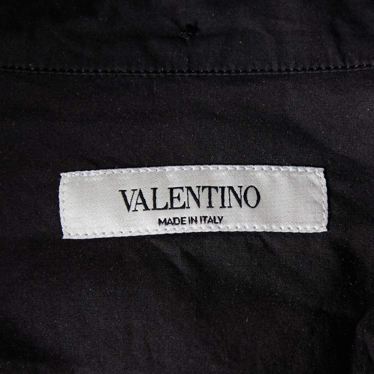 Pre Owned Valentino Black Moon Printed Cotton Bowling Shirt XL