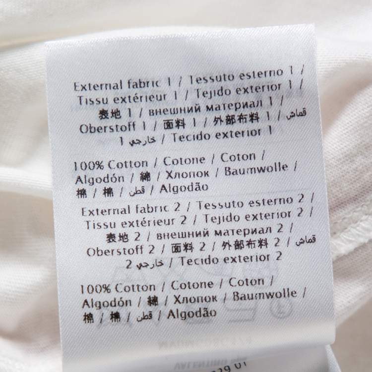 Pre Owned Valentino White Cotton Contrast Trim & Embroidery Patch Detail Crewneck T-Shirt M