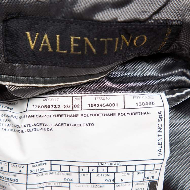 Pre Owned Valentino Vintage Grey Striped Synthetic Suit L