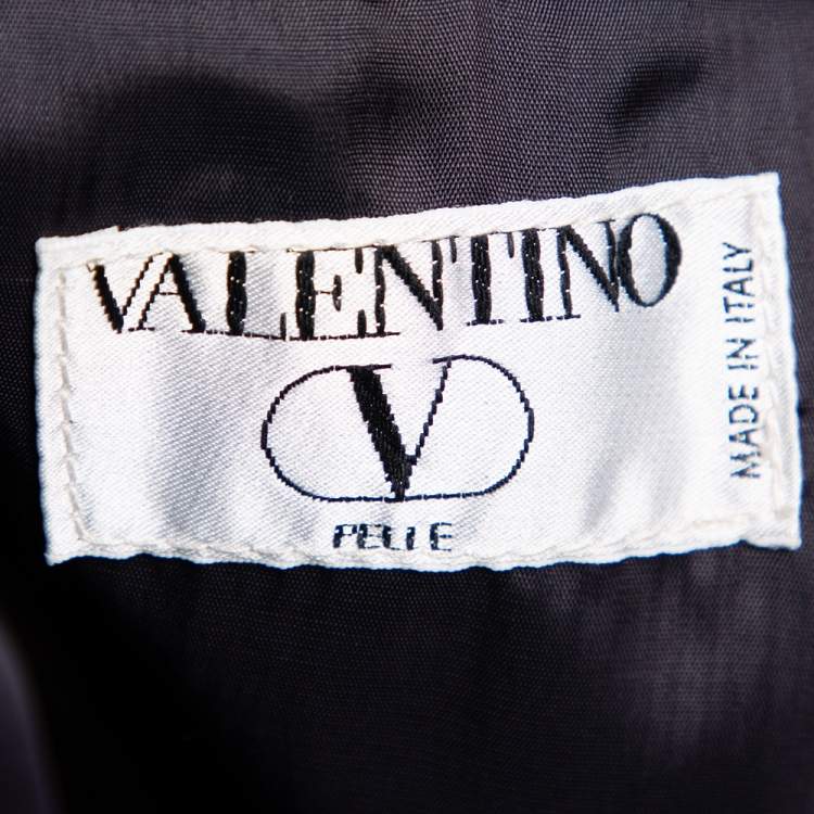 Pre Owned Valentino Vintage Midnight Blue Leather Button Front Jacket XL