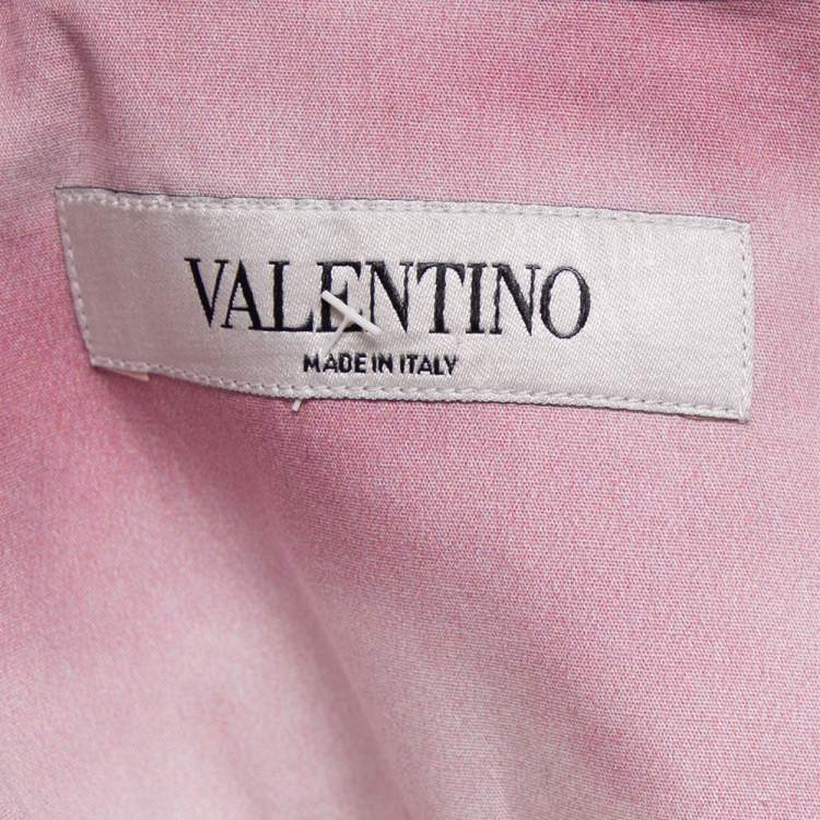Pre Owned Valentino Multicolor Print Cotton Camp Collar Embellished Shirt L