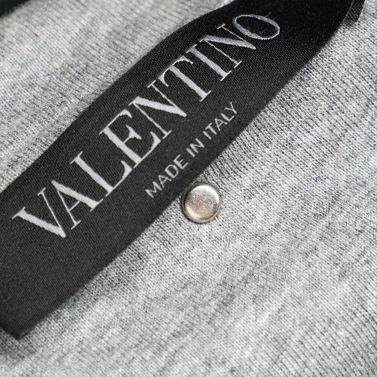Pre Owned Valentino Grey Cotton Butterfly Patch Detail Crewneck T-Shirt S