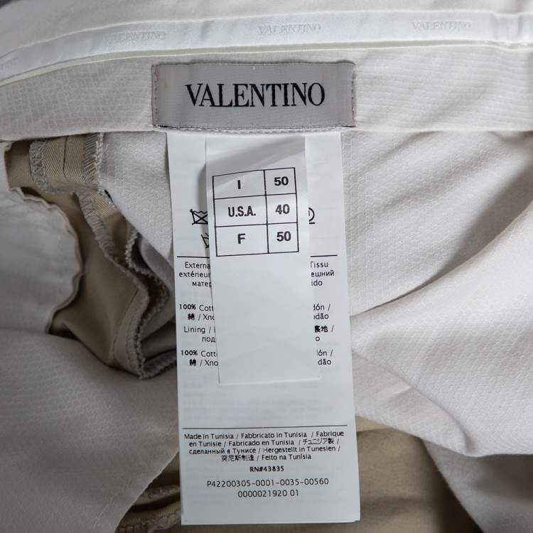 Pre Owned Valentino Light Beige Cotton Formal Pants L 