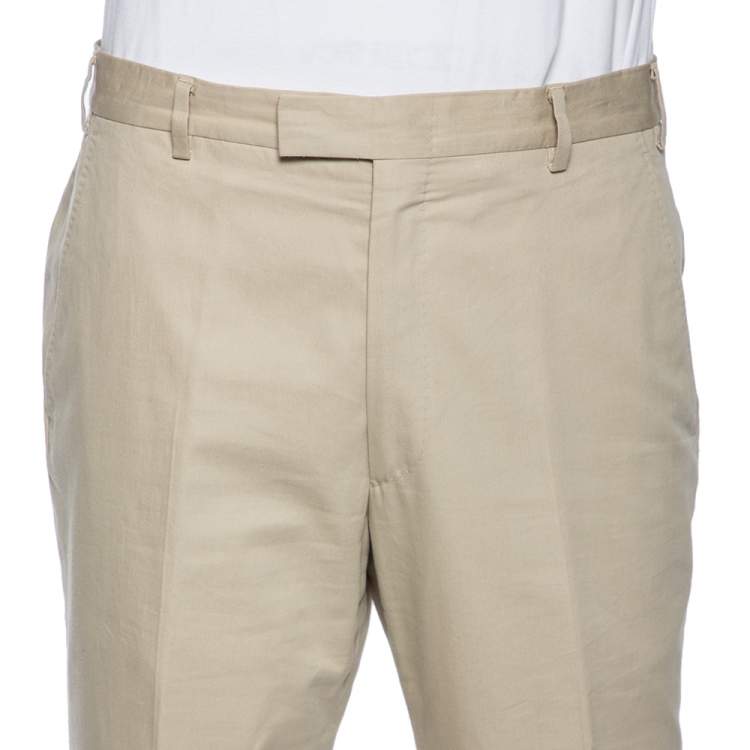 Pre Owned Valentino Light Beige Cotton Formal Pants L 