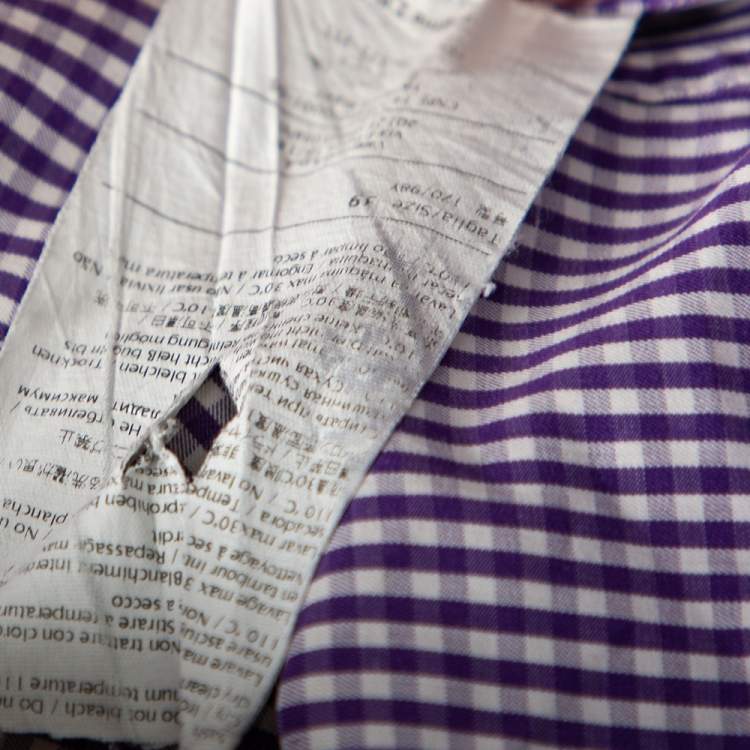 Pre Owned Valentino Purple Check Cotton Button Front Shirt M 