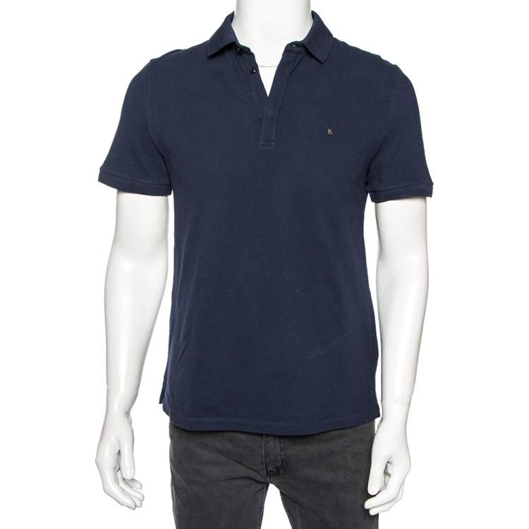 Pre Owned Valentino Navy Blue Cotton Pique Iconic Stud Detail Polo T-Shirt M 