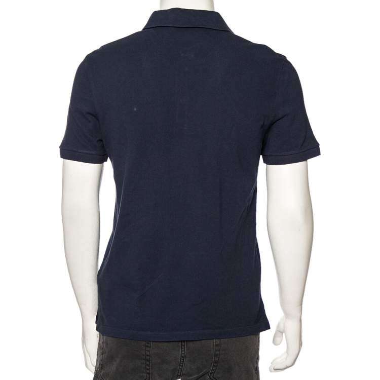 Pre Owned Valentino Navy Blue Cotton Pique Iconic Stud Detail Polo T-Shirt M 