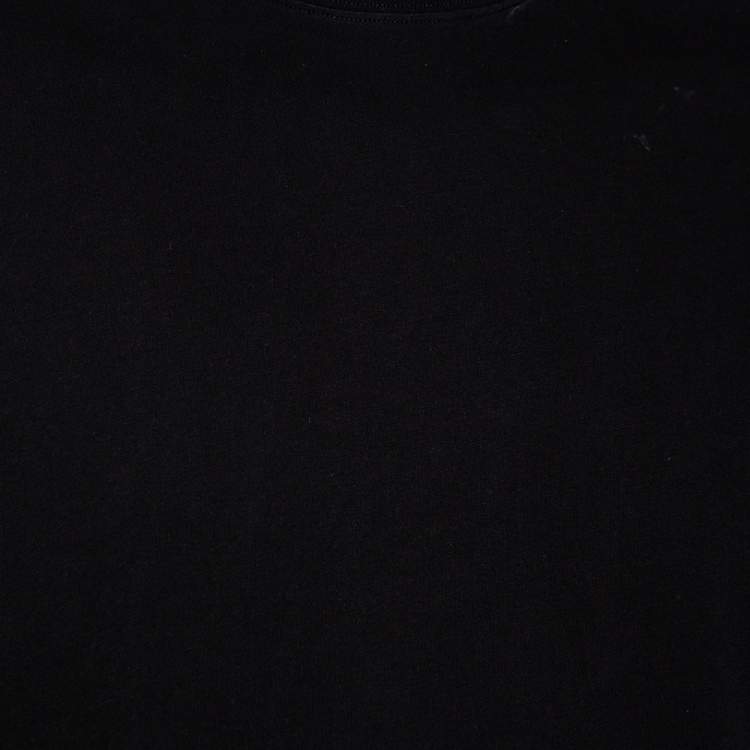 Pre Owned Valentino Black Cotton VLTN Intarsia Trim Detailed Crew Neck T-Shirt L