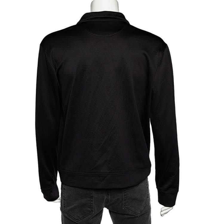Pre Owned Valentino Black VLTN Printed Knit Zip Front Hoodie XXL