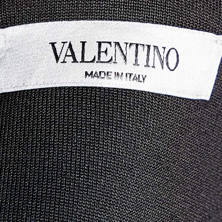 Pre Owned Valentino Black VLTN Printed Knit Zip Front Hoodie XXL