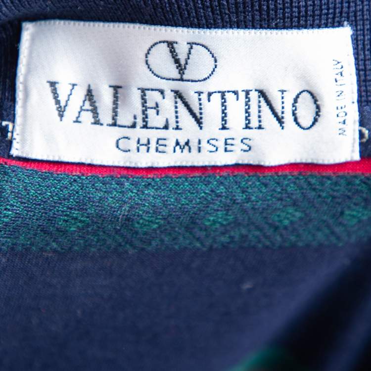 Pre Owned Valentino Chemise Vintage Multicolored Striped Cotton Pique Polo T-Shirt M