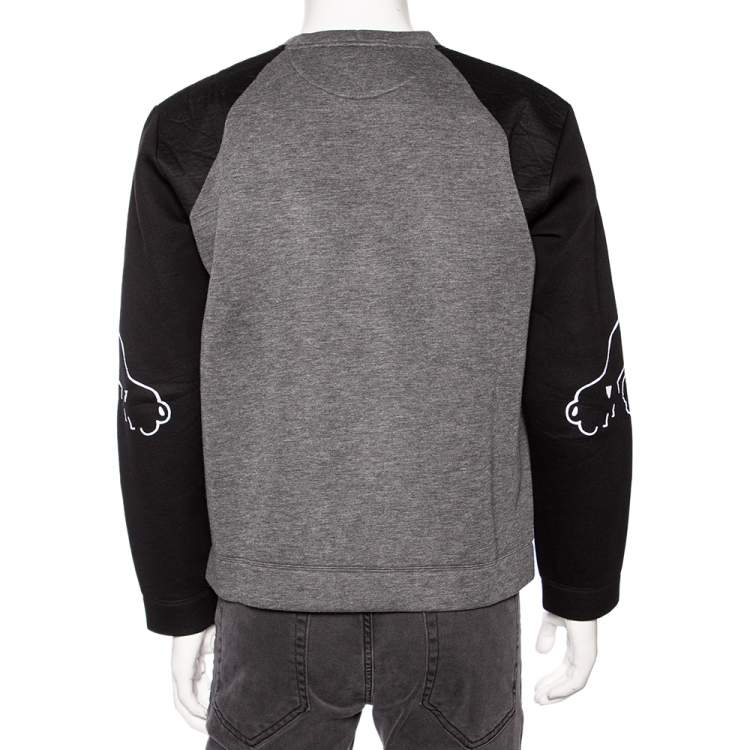 Pre Owned Valentino Grey Neoprene Black Panther Detail Sweatshirt M
