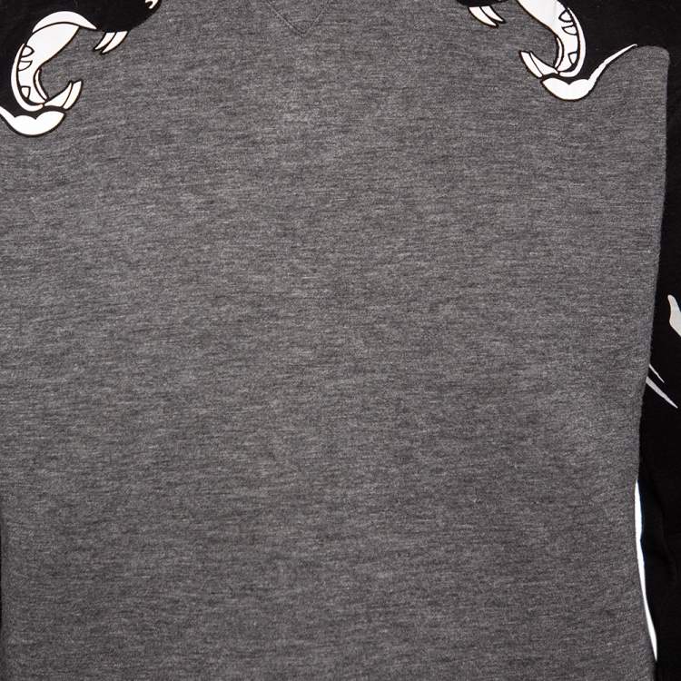 Pre Owned Valentino Grey Neoprene Black Panther Detail Sweatshirt M