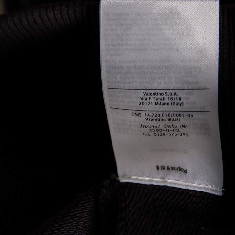 Pre Owned Valentino Black Knit Leather Detail Button Sleeve Sweatshirt M