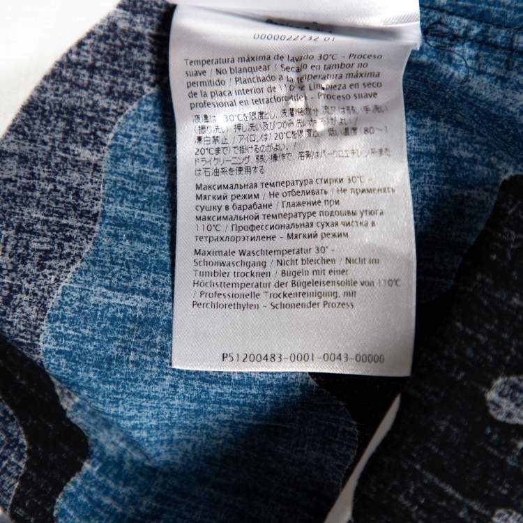 Pre Owned Valentino Blue Camouflage Printed Cotton Button Front Shirt M