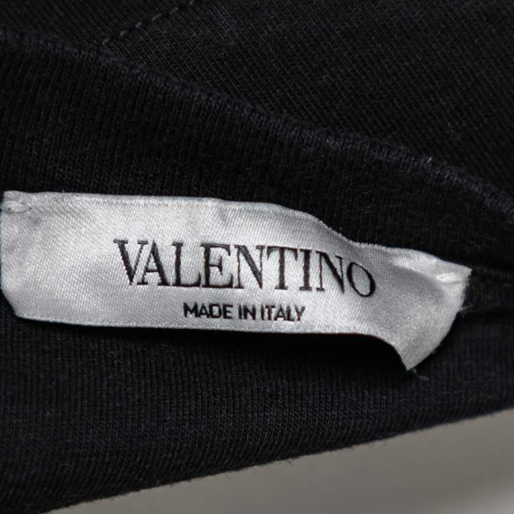 Pre Owned Valentino Black Cotton Logo Printed Short Sleeve T-Shirt XL