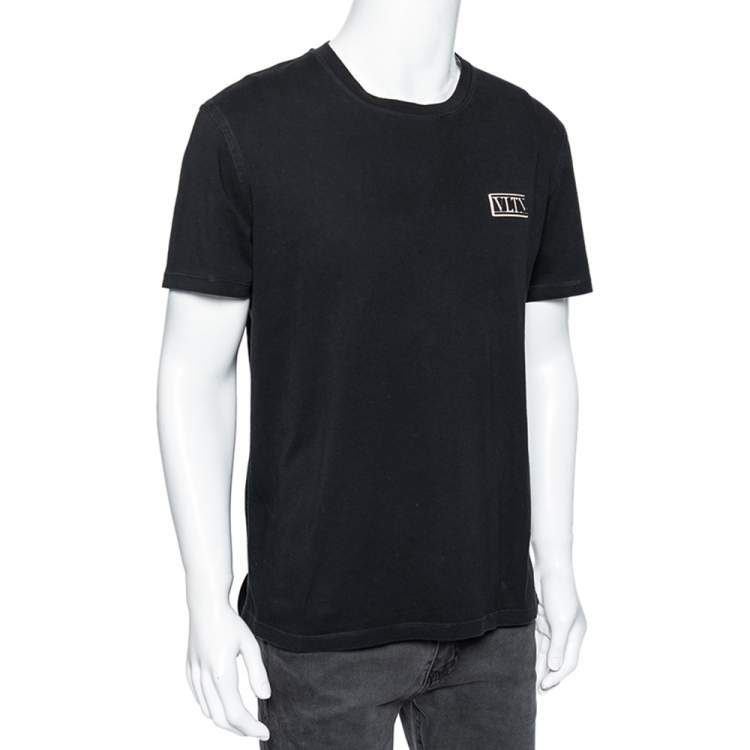 Valentino Black Cotton Logo Applique Detailed T-Shirt XL Valentino
