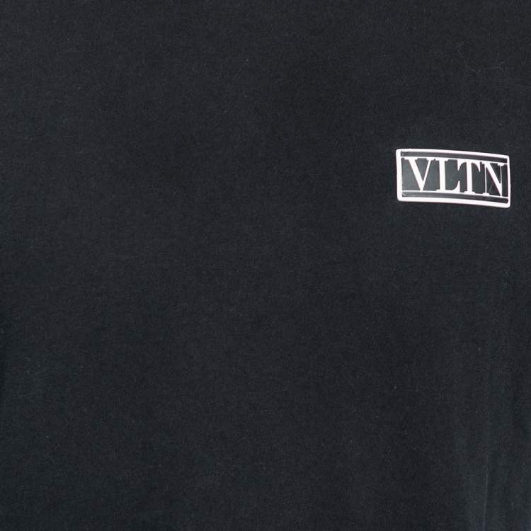 مملوكة مسبقًا Valentino Black Cotton Logo Applique Detailed T-Shirt XL