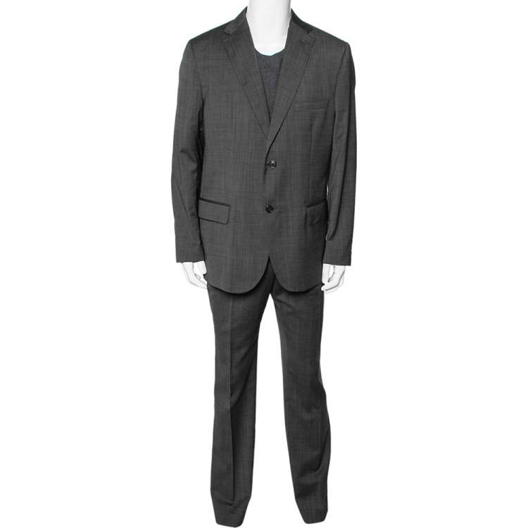 Pre Owned Valentino Grey Wool Single Breasted Suit XXXL