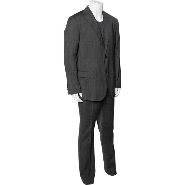 Pre Owned Valentino Grey Wool Single Breasted Suit XXXL
