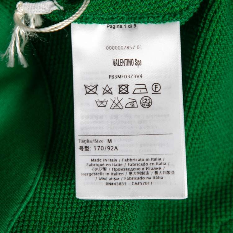 Pre Owned Valentino Green Cotton Logo Embellished Zip Front Hooded Jacket M