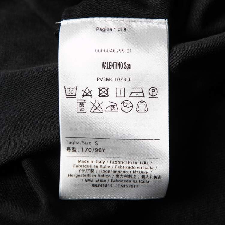 Pre Owned Valentino Black Cotton Baseball Logo Appliqued Short Sleeve T-Shirt S