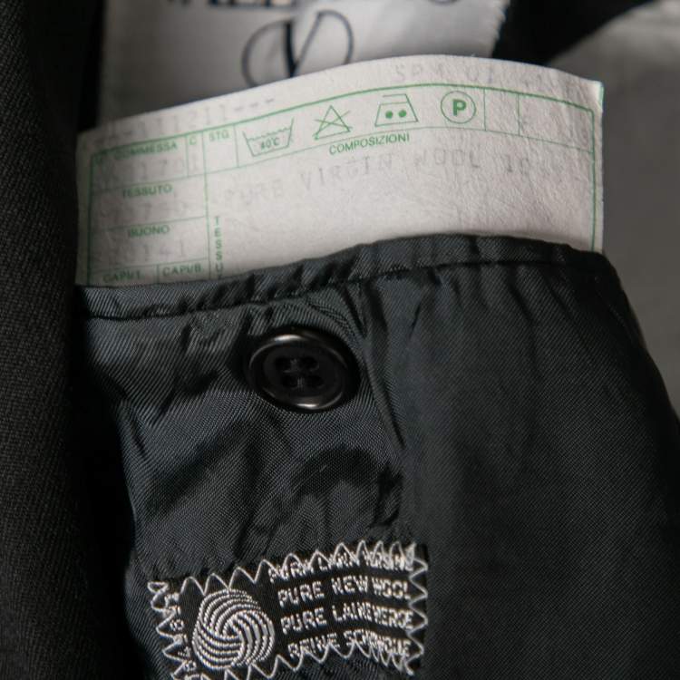 Pre Owned Valentino Vintage Black Wool Double Breasted Blazer L 
